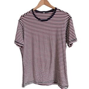 Lululemon five year basic Tee crew neck red white & blue striped size Medium